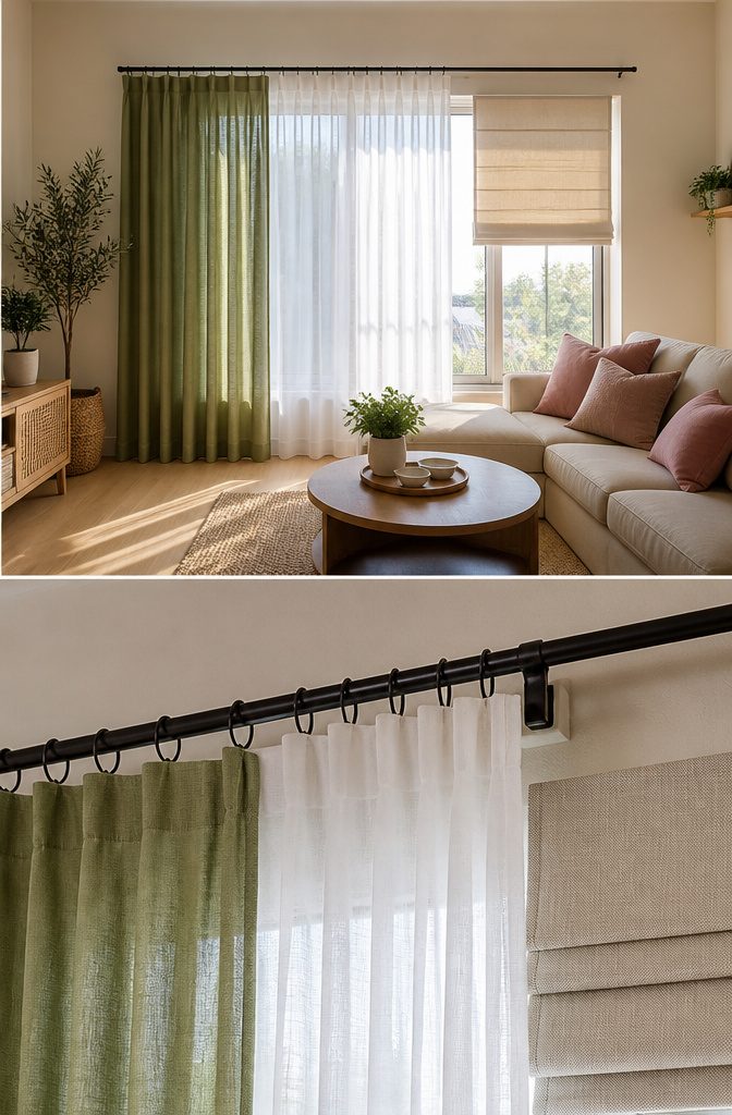 Drapes for Living Room: 6 Styles to Know Before You Buy 9 Various drapes made from cotton, linen, and polyester fabrics.