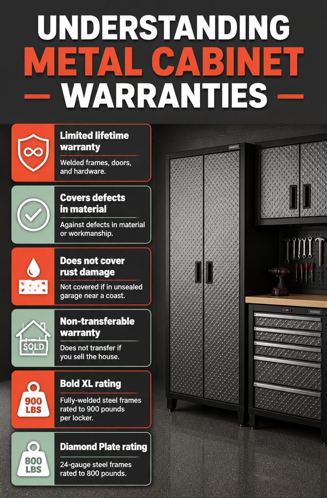 Metal Garage Cabinet Types: Wall, Floor, Rolling, Freestanding & Steel Gauges 9 What the Warranty Actually Covers
