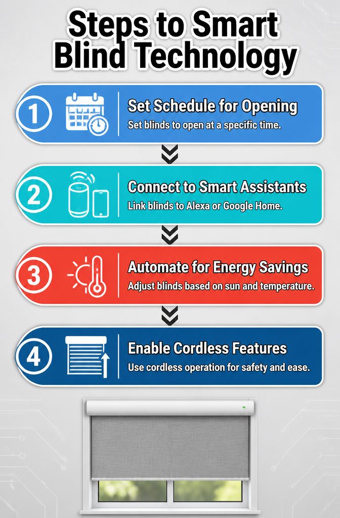 An information graphic on smart blind technology and its benefits.