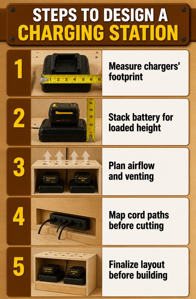 How to Build a Tool Charging Station: A 7-Step Guide for 2026 3 Steps to design a charging station with various charger measurements.