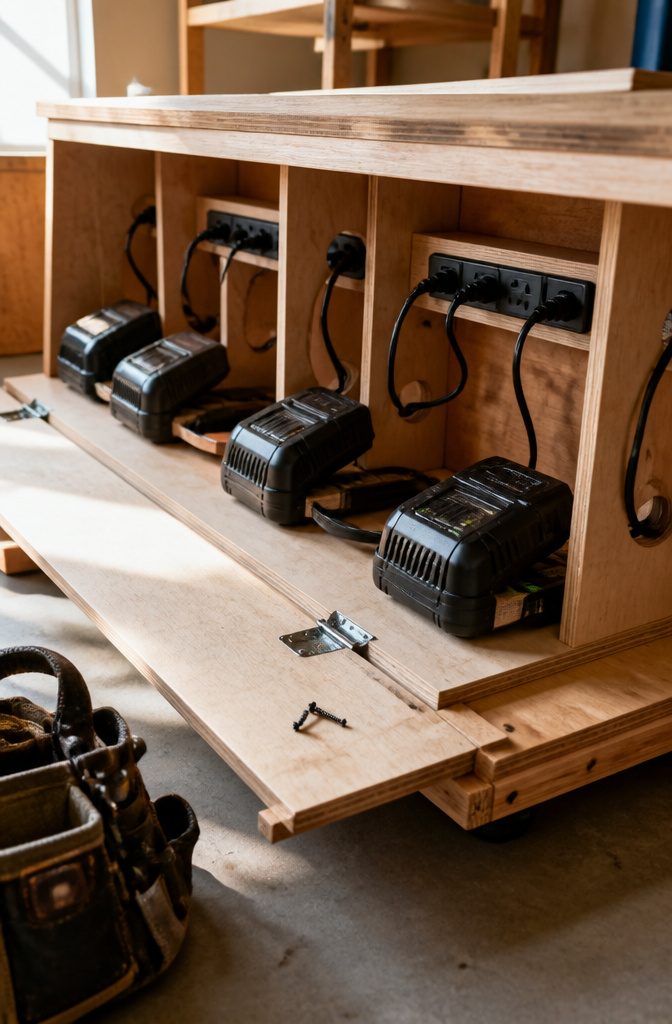 How to Build a Tool Charging Station: A 7-Step Guide for 2026 7 Concealed chase for routing cords in a tool charging station.