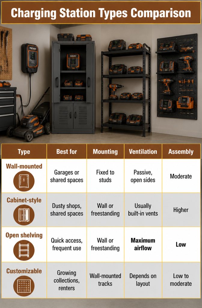 How to Build a Tool Charging Station: A 7-Step Guide for 2026 10 Chart comparing charging station types and their features.