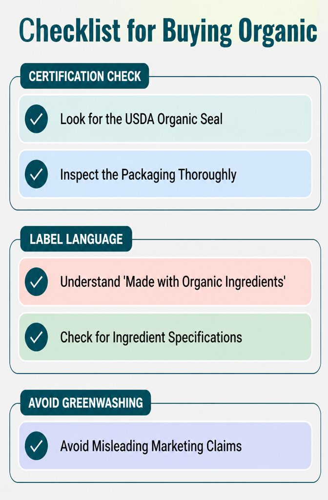 Checklist for buying organic products.