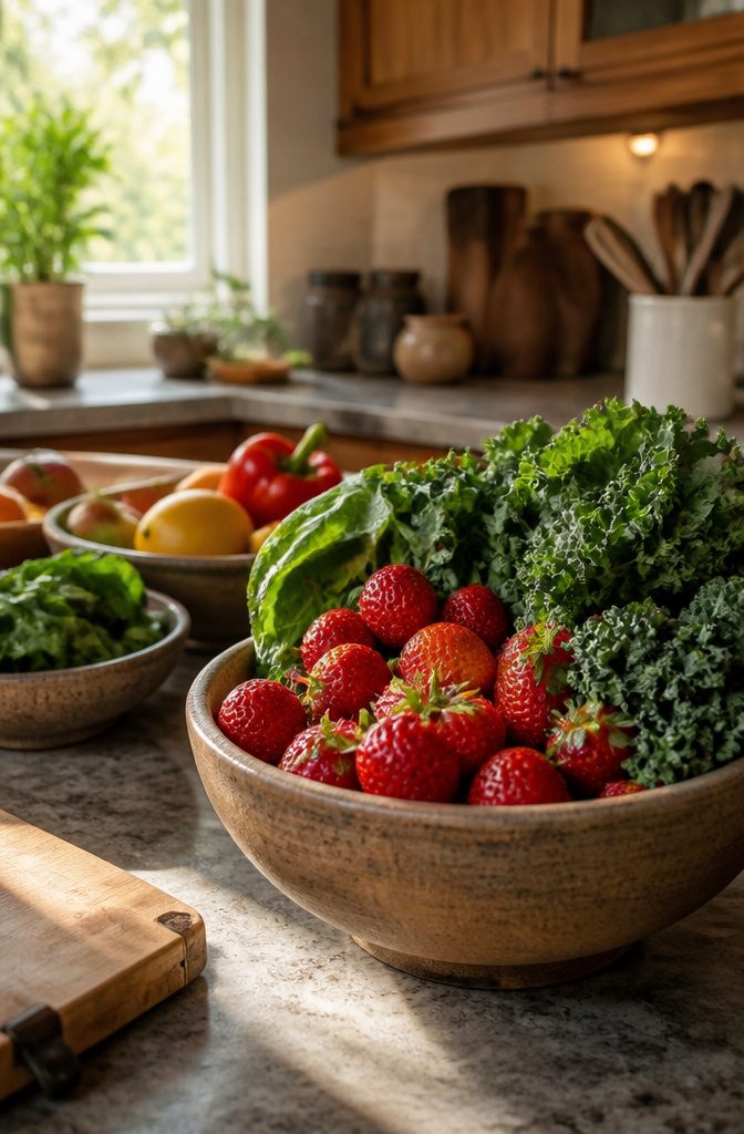 Photograph discussing organic buying choices based on pesticide residues.