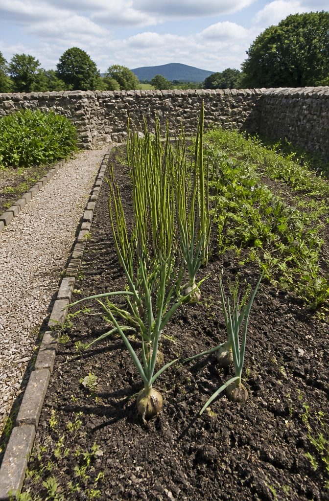 What Not to Grow: Incompatible Plants for Vegetable Gardens 8 Rows of onions and asparagus in a garden plot.