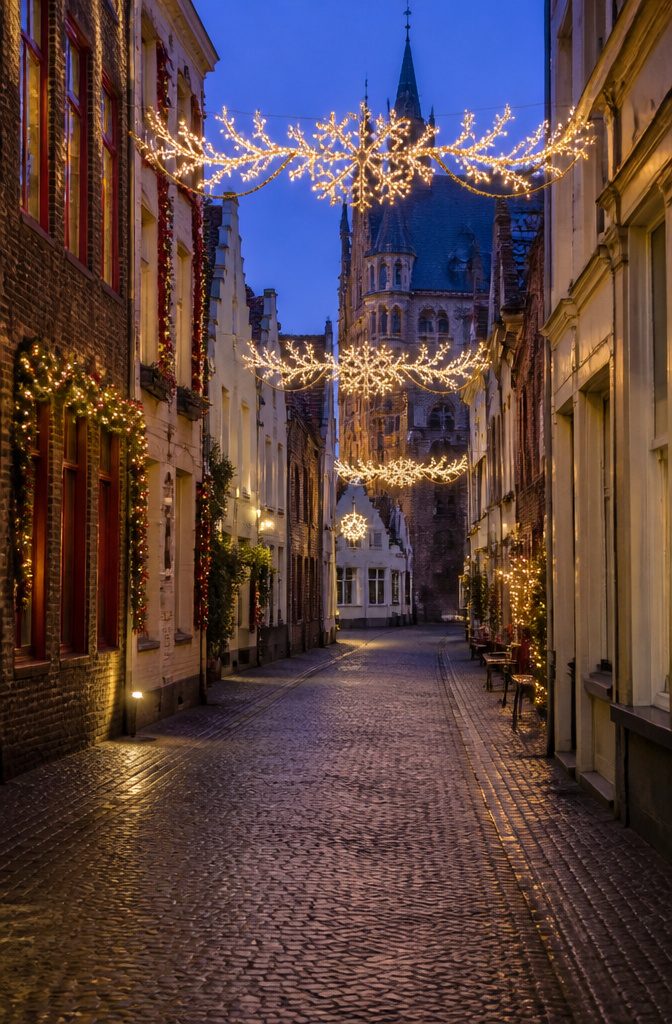Where to Spend the Holidays: 14 Destinations for 2026 13 Winter Glow trail in Bruges with light installations and medieval architecture.