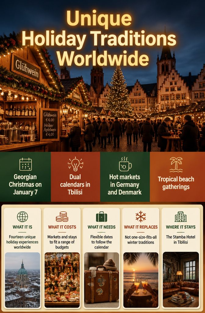 Where to Spend the Holidays: 14 Destinations for 2026 16 Various European Christmas markets showcasing festive stalls and decorations.