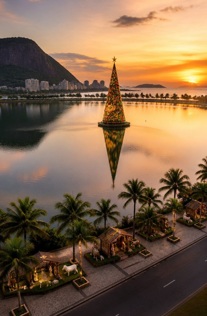 Where to Spend the Holidays: 14 Destinations for 2026 4 World's largest floating Christmas tree in Rodrigo de Freitas Lagoon, Rio.
