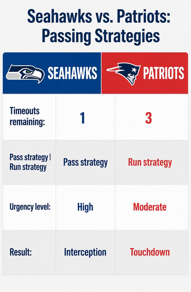 Information image about Seahawks' passing strategies during the game.
