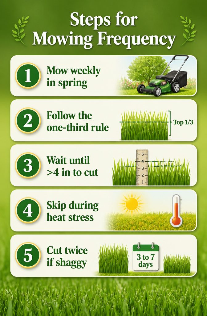 Why Is It Bad to Mow Your Lawn Too Short? 11 A visual guide for mowing frequency and techniques.