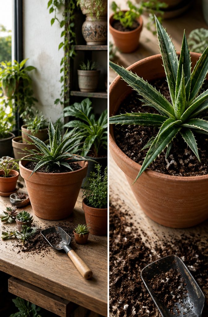 Why the Low Light Drought Tolerant Starfish Snake Plant Is the Star of the Show 12 A starfish snake plant being repotted into a larger container.